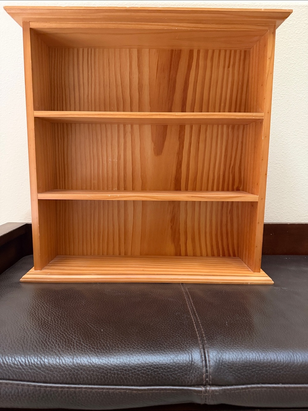 Vtg Natural Pine Wood 3-Tier Open Shelf Unit Handcrafted with Visible Wood Grain